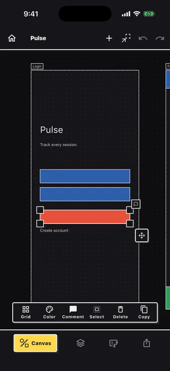 Roughflow canvas: placing and tagging primitives on a phone frame