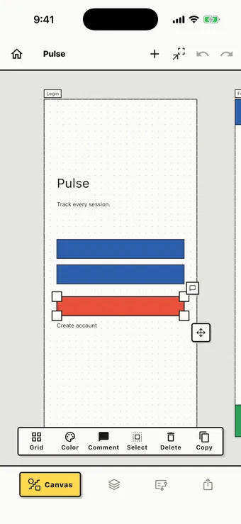 Roughflow canvas: placing and tagging primitives on a phone frame